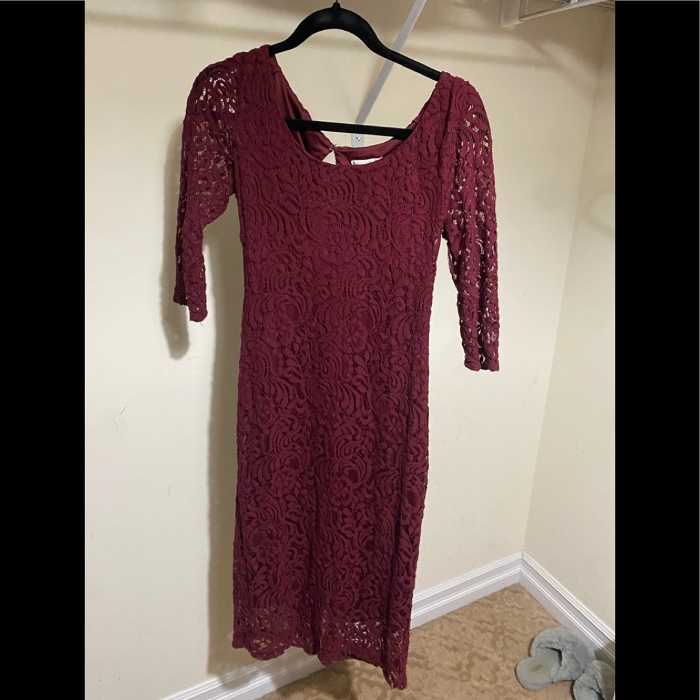 Eva Mendes Burgundy lace dress size 8